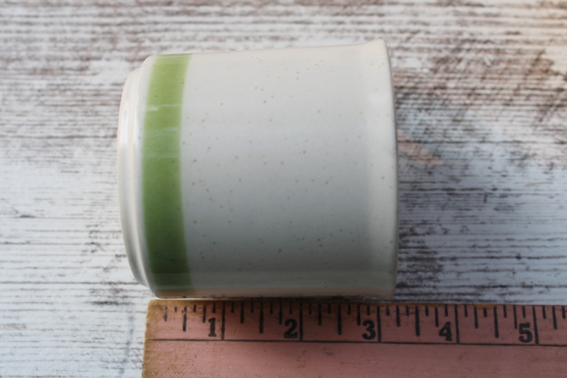 photo of vintage Japan stoneware mugs, never used set of 8 cups, Stonybrook spring green band  #5
