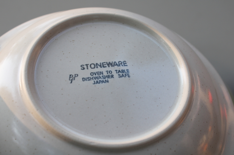 photo of vintage Japan stoneware soup or pasta bowls set of 8, Stonybrook spring green band  #2