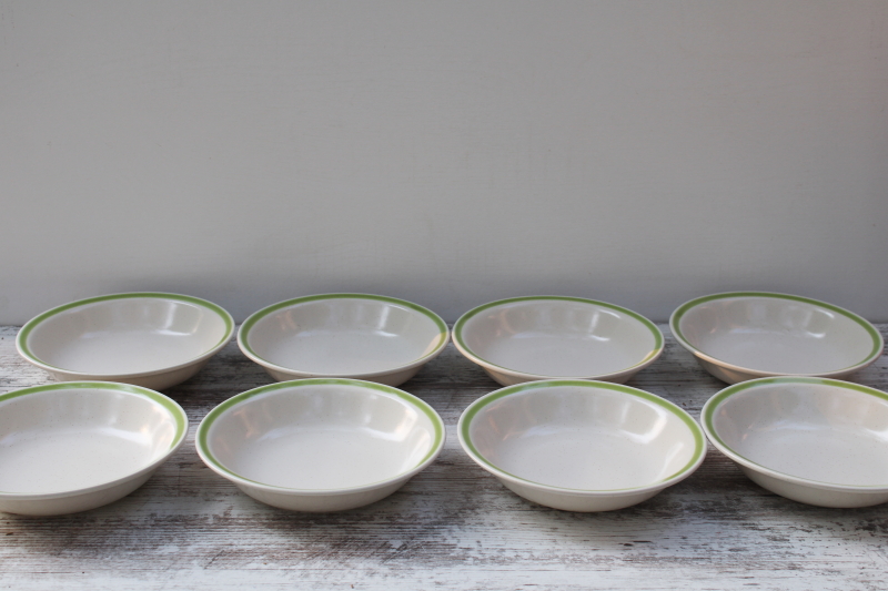 photo of vintage Japan stoneware soup or pasta bowls set of 8, Stonybrook spring green band  #4
