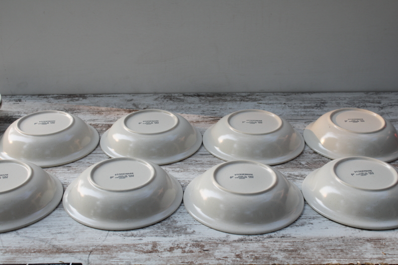 photo of vintage Japan stoneware soup or pasta bowls set of 8, Stonybrook spring green band  #5