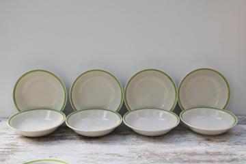 catalog photo of vintage Japan stoneware soup or pasta bowls set of 8, Stonybrook spring green band 