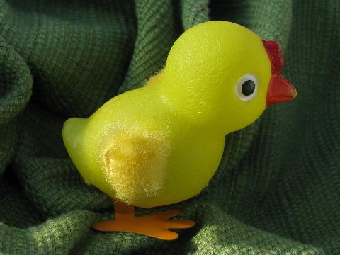 photo of vintage Japan wind-up yellow chick toy for Easter basket or decoration #1