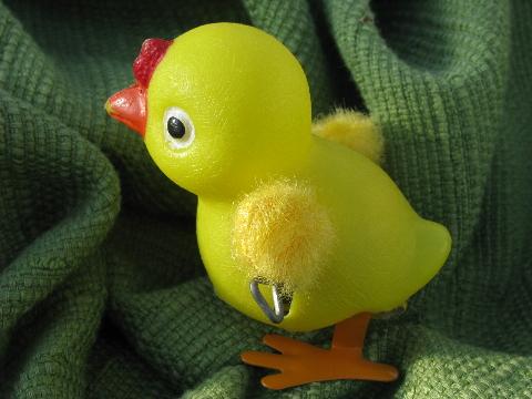 photo of vintage Japan wind-up yellow chick toy for Easter basket or decoration #3