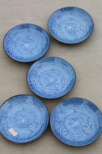 photo of vintage Japanese Arita ware porcelain, mint condition set of 5 plates w/ original label #1