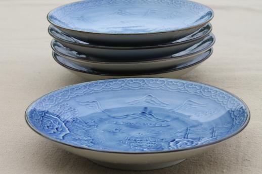 photo of vintage Japanese Arita ware porcelain, mint condition set of 5 plates w/ original label #8