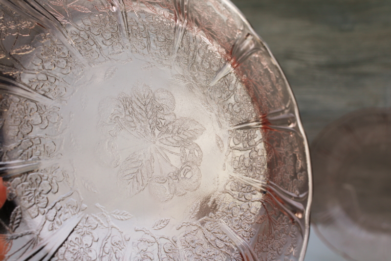 photo of vintage Jeannette cherry blossom pattern pink depression glass dinner plate set of 6 #3