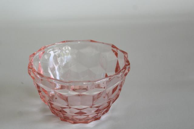 photo of vintage Jeannette cube pink depression glass sauce dish, small bowl or custard cup #2