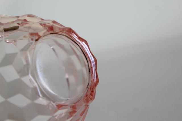 photo of vintage Jeannette cube pink depression glass sauce dish, small bowl or custard cup #3