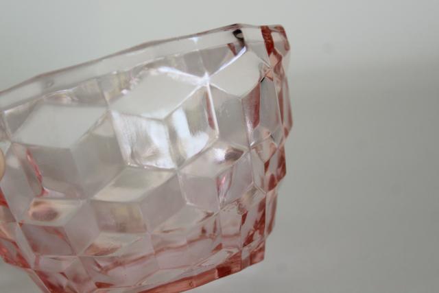 photo of vintage Jeannette cube pink depression glass sauce dish, small bowl or custard cup #4