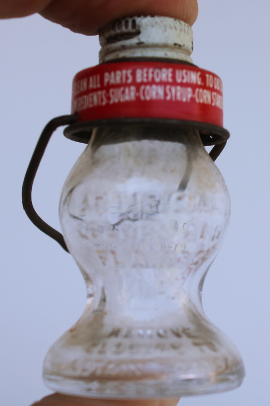 photo of vintage Jeannette glass candy container, tiny lantern miniature w/ metal lid & wire handle, Halloween decor #4
