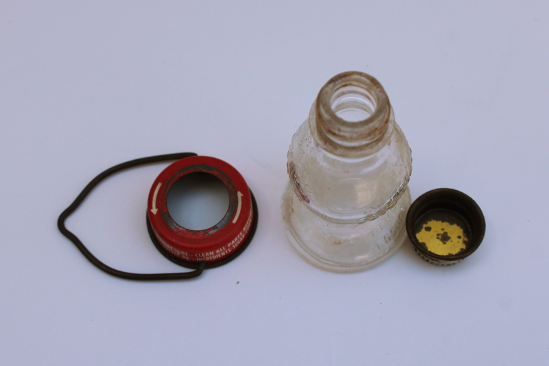 photo of vintage Jeannette glass candy container, tiny lantern miniature w/ metal lid & wire handle, Halloween decor #6