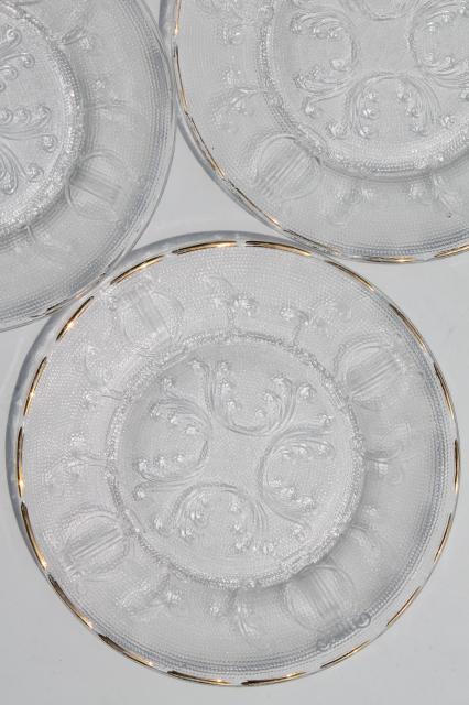 photo of vintage Jeannette glass harp pattern set of 8 depression glass dessert plates #3