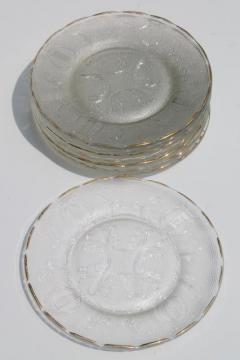 catalog photo of vintage Jeannette glass harp pattern set of 8 depression glass dessert plates