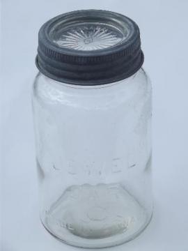 catalog photo of vintage Jewel Jar glass canning jar Made in Canada, old zinc band lid