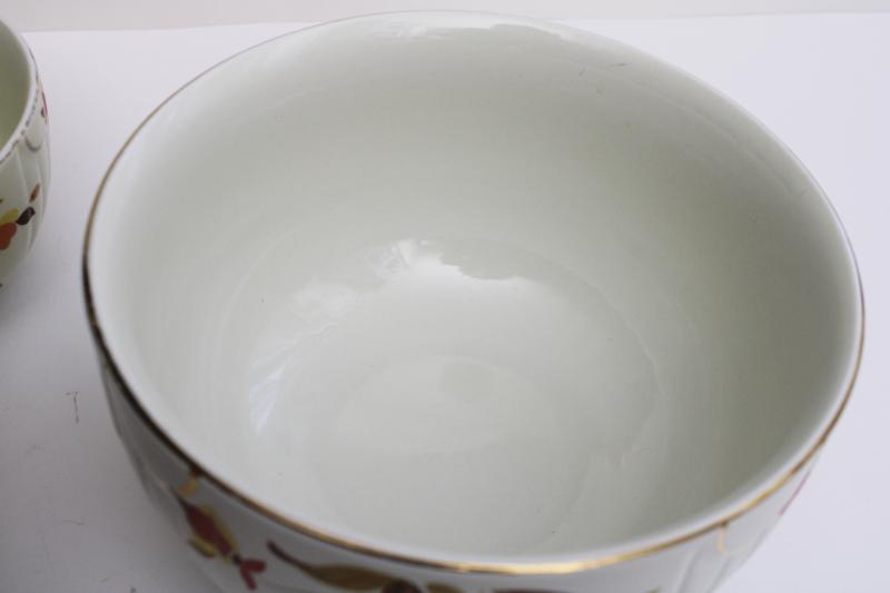 photo of vintage Jewel T Tea Autumn Leaf Hall china nest of mixing bowls, nesting bowl stack #3