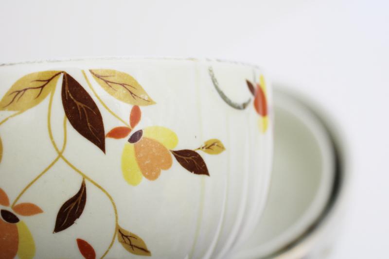 photo of vintage Jewel T Tea Autumn Leaf Hall china nest of mixing bowls, nesting bowl stack #12