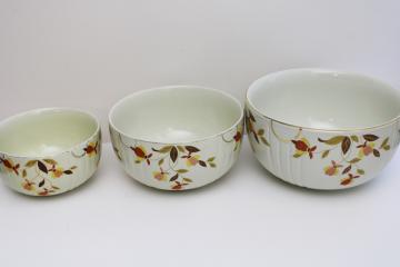 vintage Jewel T Tea Autumn Leaf Hall china nest of mixing bowls, nesting bowl stack