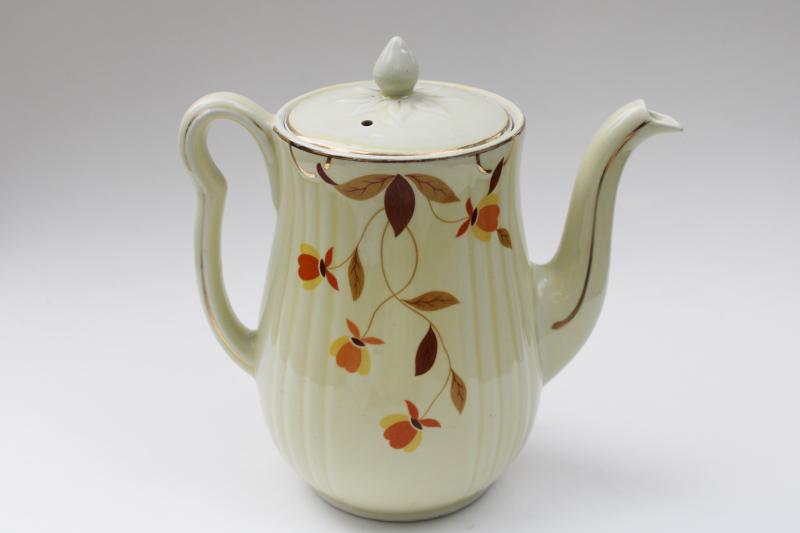 photo of vintage Jewel Tea Hall china Autumn Leaf pattern coffee pot w/ damaged lid #1