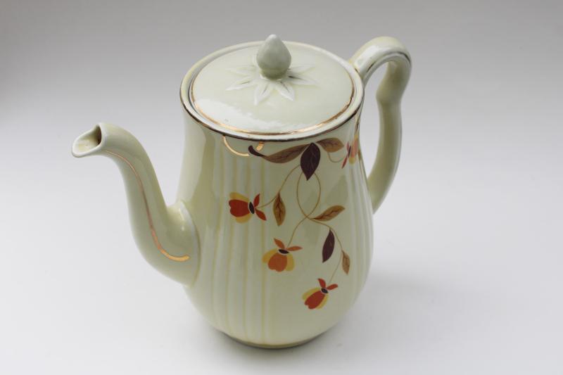 photo of vintage Jewel Tea Hall china Autumn Leaf pattern coffee pot w/ damaged lid #2