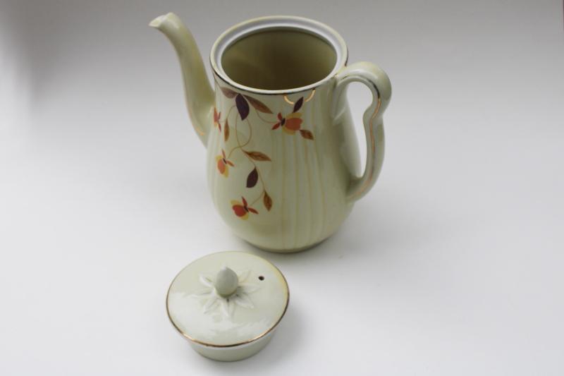 photo of vintage Jewel Tea Hall china Autumn Leaf pattern coffee pot w/ damaged lid #3