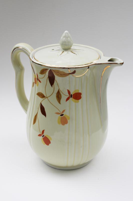 photo of vintage Jewel Tea Hall china Autumn Leaf pattern coffee pot short spout #1