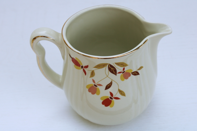 photo of vintage Jewel Tea Hall china Autumn Leaf pattern pitcher, short utility jug shape #3