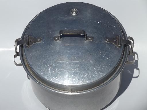 photo of vintage Jewel Tea Mary Dunbar cooker, large aluminum pot  w/ latching lid #6