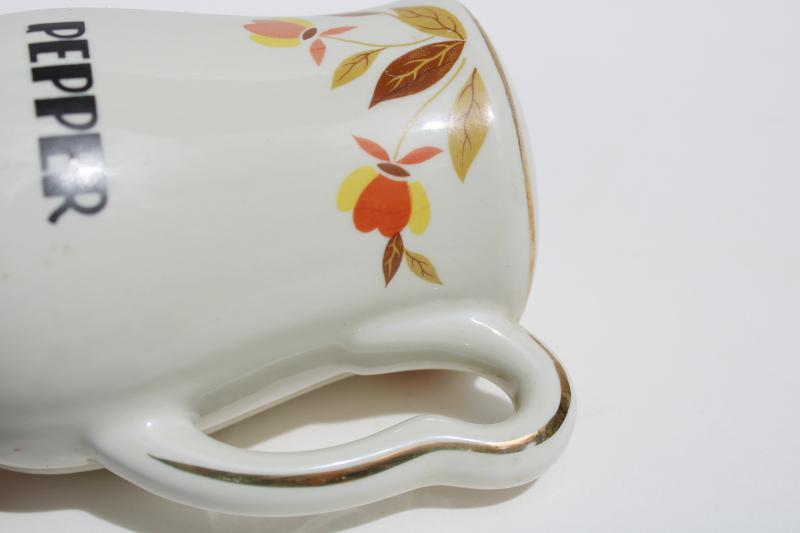 photo of vintage Jewel Tea T Autumn Leaf pattern Hall china range set Pepper shaker spice jar #4