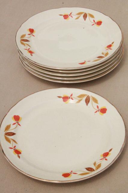photo of vintage Jewel Tea autumn leaf bread & butter plates, Hall china Jewel T dinnerware #2