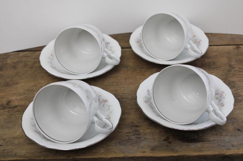 photo of vintage Johann Haviland Bavaria Floral Splendor pattern china cups & saucers #4