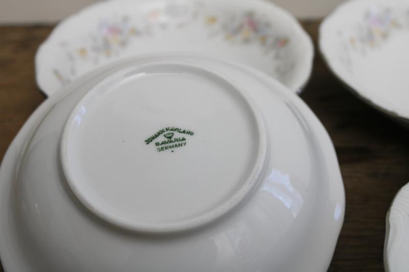 photo of vintage Johann Haviland Bavaria china, Floral Splendor pattern fruit bowls set of 8 #3