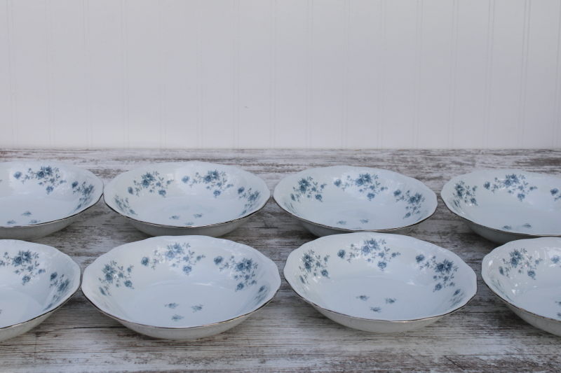 photo of vintage Johann Haviland Blue Garland pattern china coupe soup bowls, never used set of 8 #1