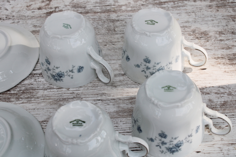 photo of vintage Johann Haviland Blue Garland pattern china cups saucers set of 6, never used #6