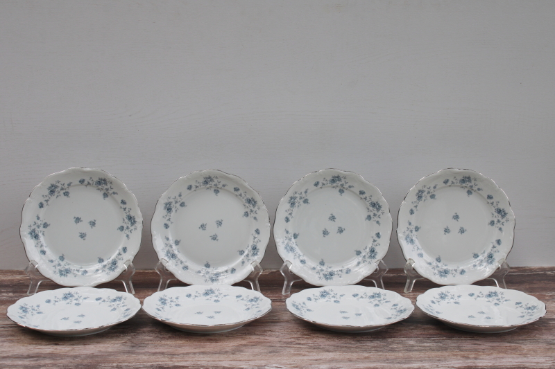 photo of vintage Johann Haviland Blue Garland pattern china salad plates, never used set of 8 #1