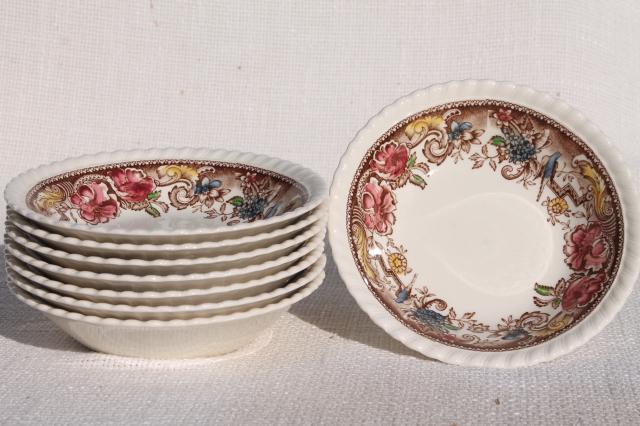 photo of vintage Johnson Bros Devonshire pattern transferware china, small plates and bowls #3