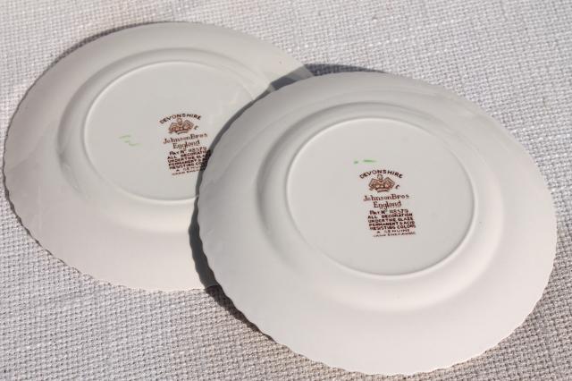 photo of vintage Johnson Bros Devonshire pattern transferware china, small plates and bowls #7