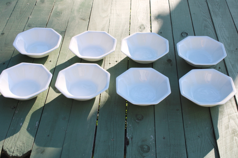 photo of vintage Johnson Bros England Heritage octagonal white ironstone china, 8 cereal bowls  #1