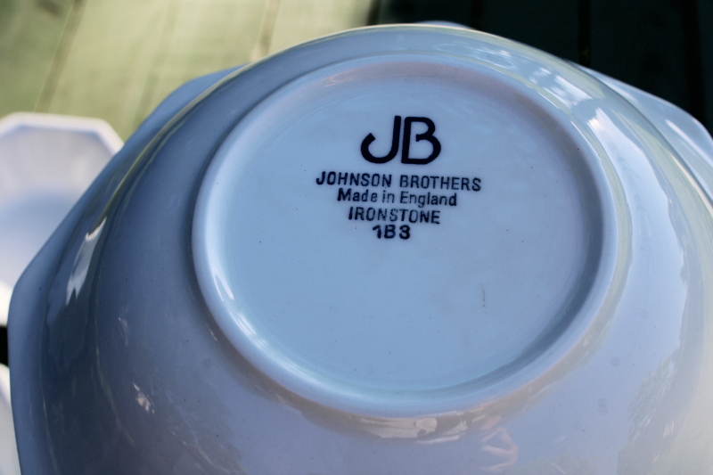 photo of vintage Johnson Bros England Heritage octagonal white ironstone china, 8 cereal bowls  #3
