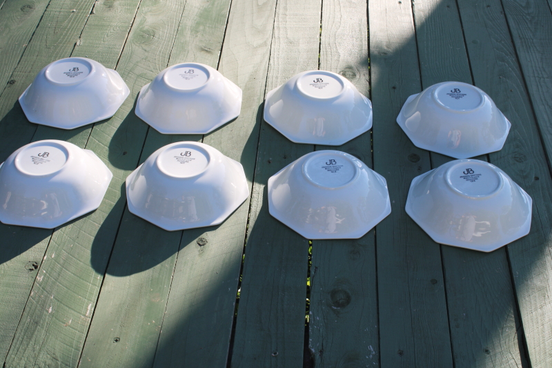 photo of vintage Johnson Bros England Heritage octagonal white ironstone china, 8 cereal bowls  #4