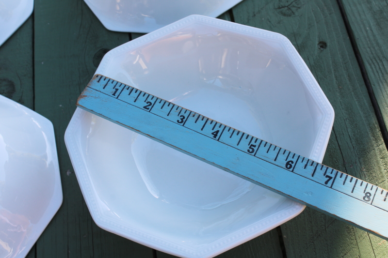 photo of vintage Johnson Bros England Heritage octagonal white ironstone china, 8 cereal bowls  #5
