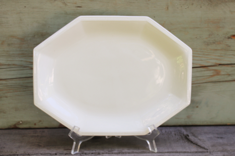 photo of vintage Johnson Bros England Heritage octagonal white ironstone china serving platter  #1