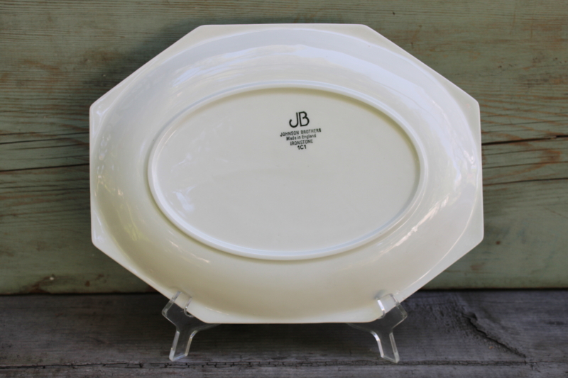 photo of vintage Johnson Bros England Heritage octagonal white ironstone china serving platter  #3