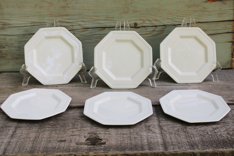 photo of vintage Johnson Bros England Heritage white ironstone china octagonal bread & butter plates  #1