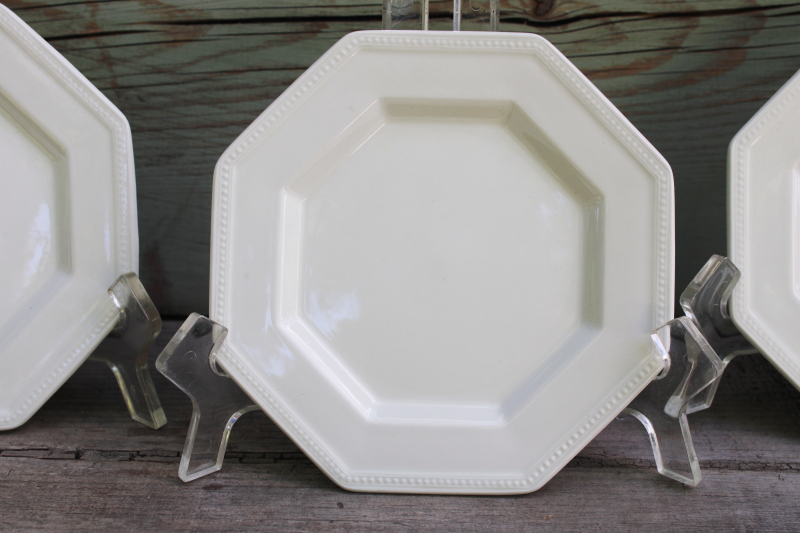 photo of vintage Johnson Bros England Heritage white ironstone china octagonal bread & butter plates #2