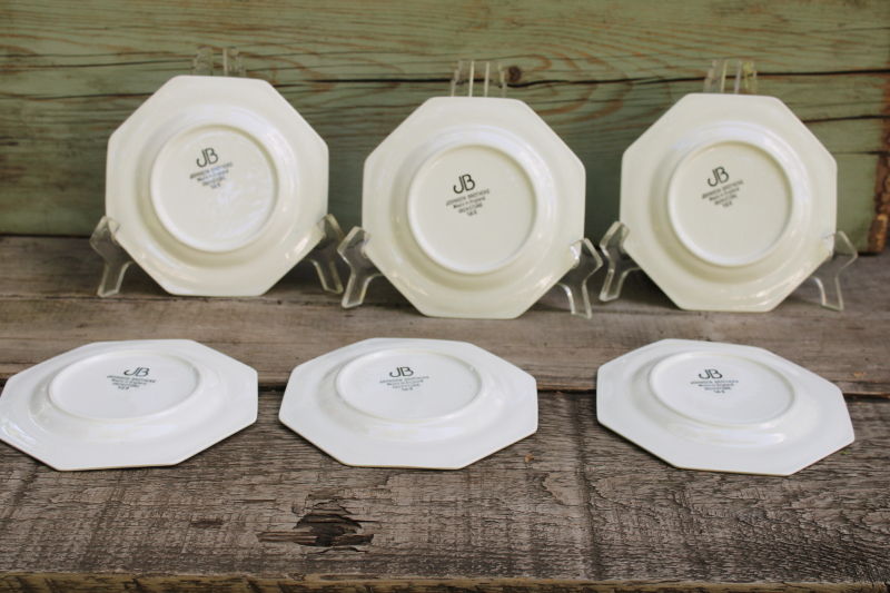 photo of vintage Johnson Bros England Heritage white ironstone china octagonal bread & butter plates #4