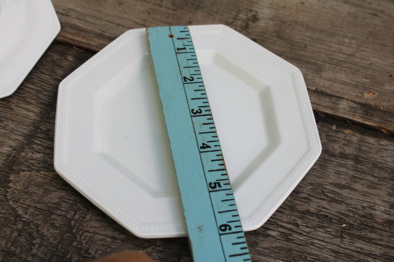photo of vintage Johnson Bros England Heritage white ironstone china octagonal bread & butter plates #5