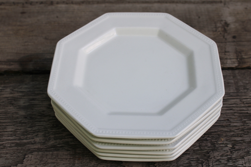 photo of vintage Johnson Bros England Heritage white ironstone china octagonal bread & butter plates #6