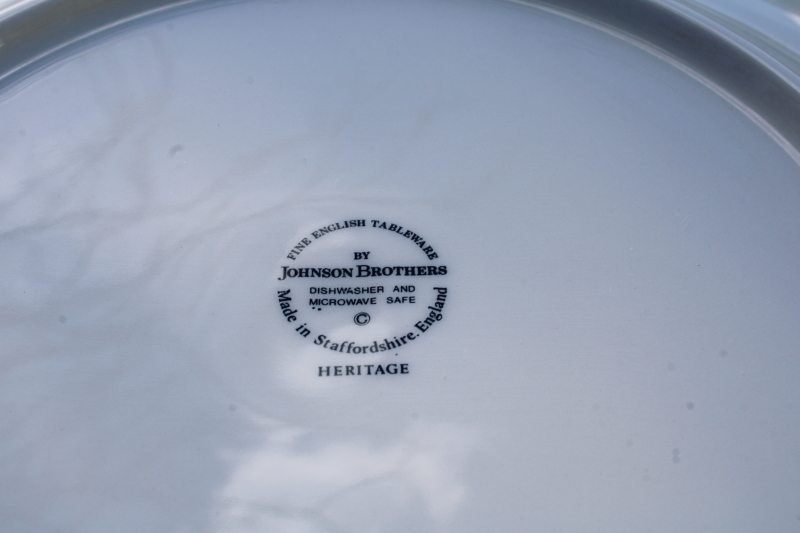 photo of vintage Johnson Bros England Heritage white ironstone china octagonal dinner plates  #2