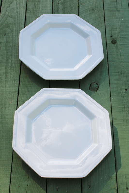 photo of vintage Johnson Bros England Heritage white ironstone china octagonal dinner plates  #4