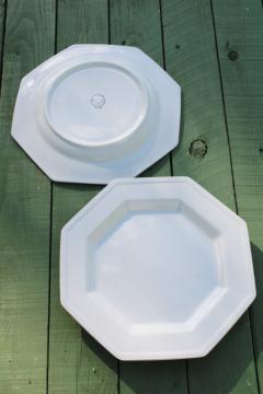 catalog photo of vintage Johnson Bros England Heritage white ironstone china octagonal dinner plates 